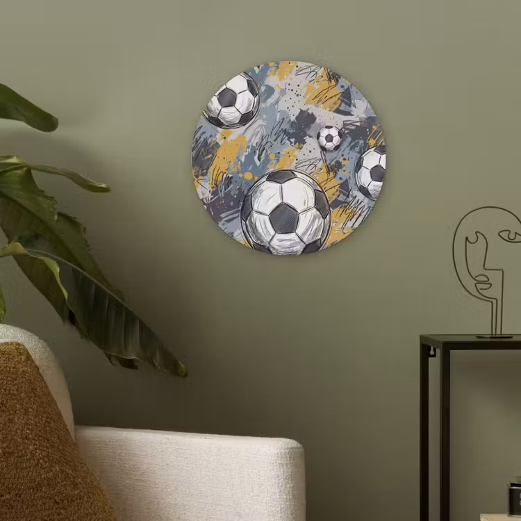Voetbal - Abstract - Sport - Kleurrijk Akoestische PET Vilt - Rond klein -sfeer2