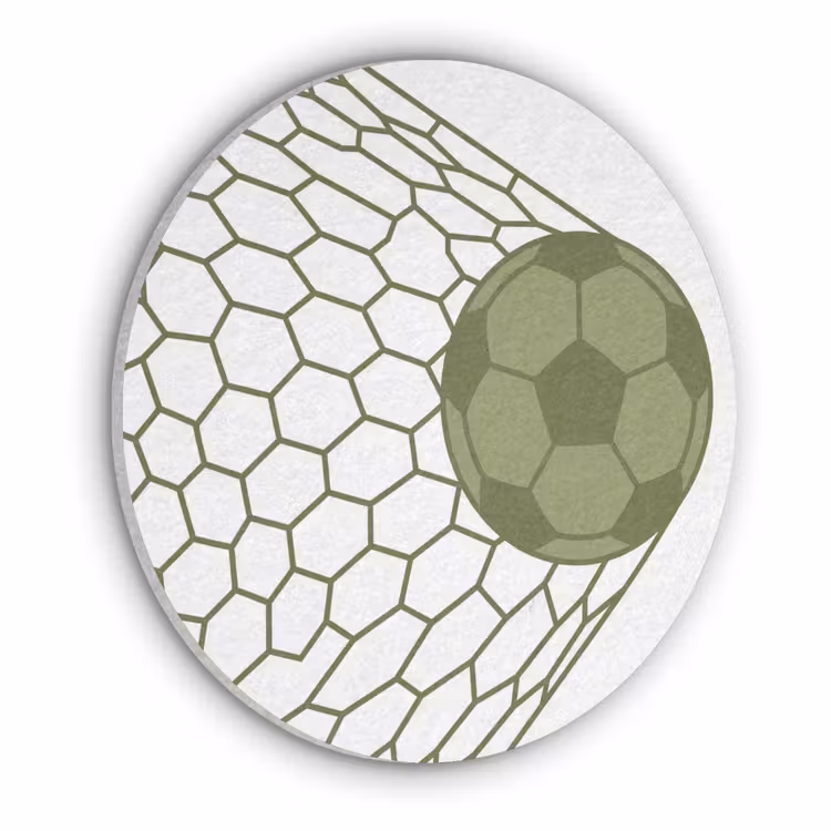 Voetbal - Goal - Sport - Groen Akoestische PET Vilt - Rond klein -3d