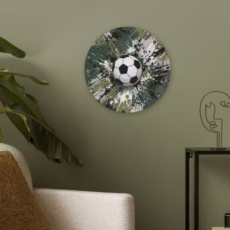 Voetbal - Verf - Spetters - Groen Akoestische PET Vilt - Rond klein -sfeer2