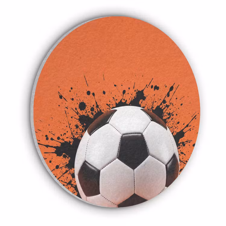Voetbal - Verf - Sport - Oranje Akoestische PET Vilt - Rond klein -3d