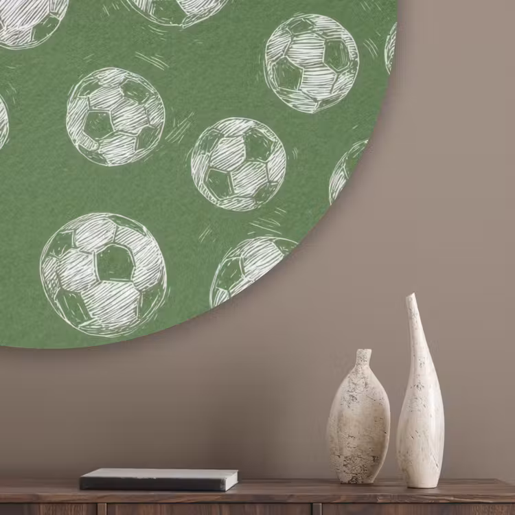 Voetbal - Sport - Groen Akoestische PET Vilt - Rond klein 838 -sfeer5_closeup