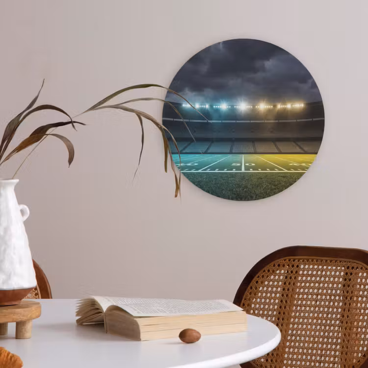 Voetbal - Stadion - Nacht - Modern Akoestische PET Vilt - Rond klein -sfeer3