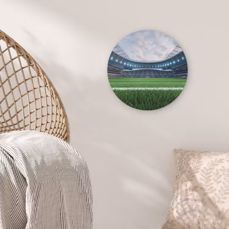 Voetbal - Stadion - Sport - Groen Akoestische PET Vilt - Rond klein -sfeer4