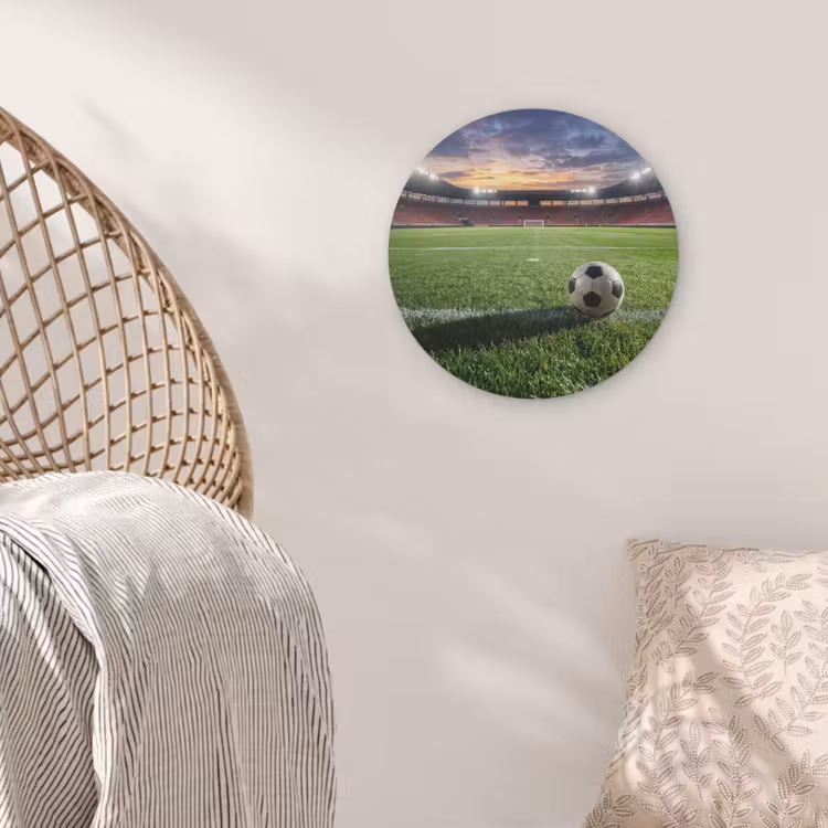 Voetbal - Stadion - Sport - Groen Akoestische PET Vilt - Rond klein -sfeer4