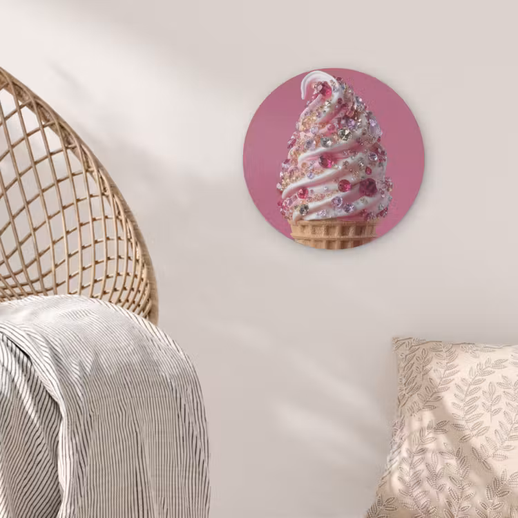 Softijs - Edelstenen - Roze - Hoorntje Akoestische PET Vilt - Rond klein -sfeer4