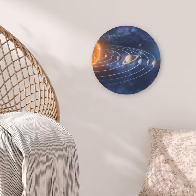Ruimte - Zonnestelsel - Blauw Akoestische PET Vilt - Rond klein -sfeer4