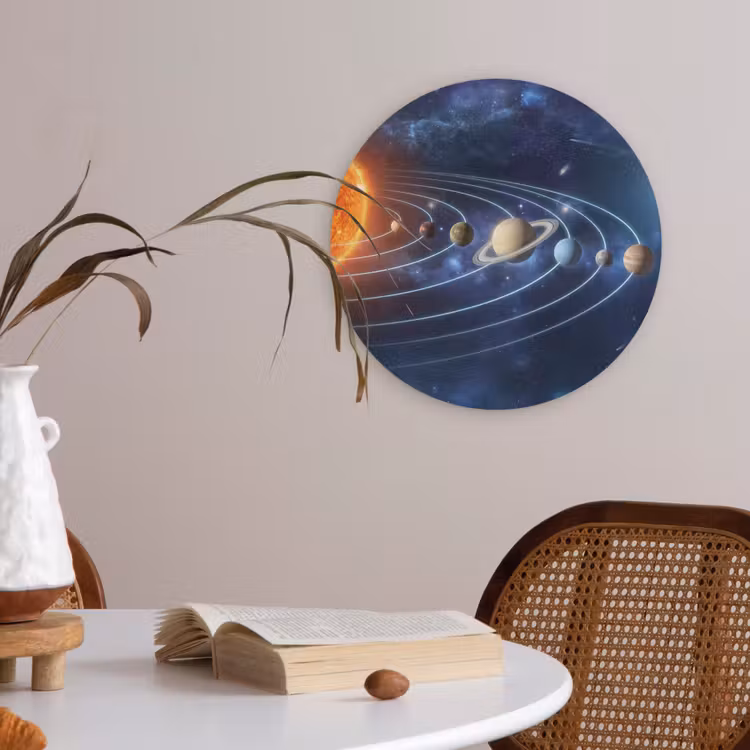 Ruimte - Zonnestelsel - Blauw Akoestische PET Vilt - Rond klein -sfeer3