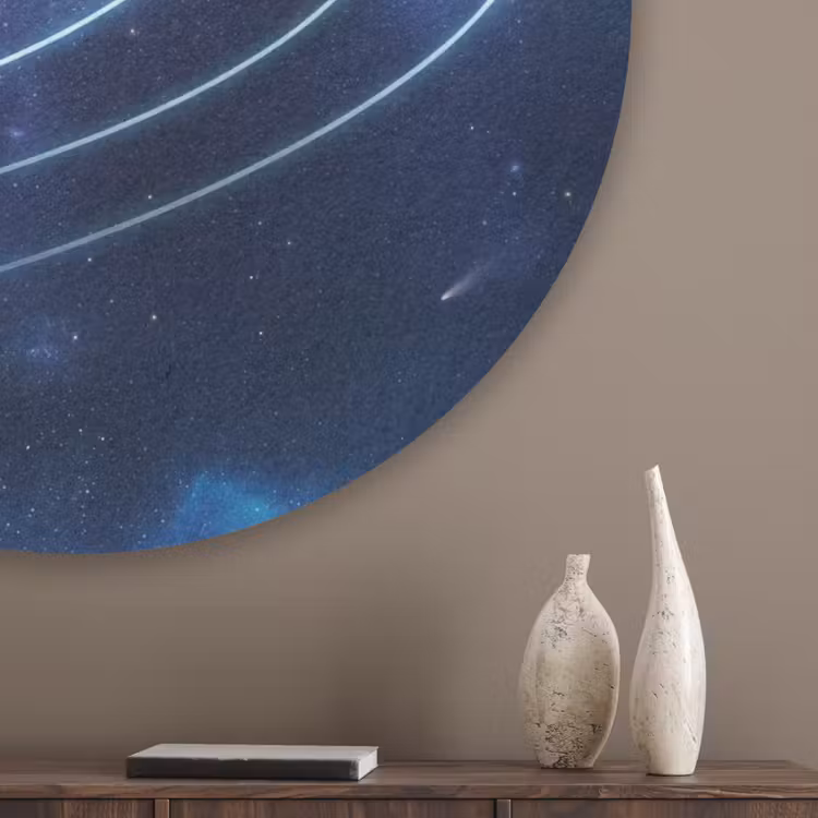 Ruimte - Zonnestelsel - Blauw Akoestische PET Vilt - Rond klein -sfeer5_closeup