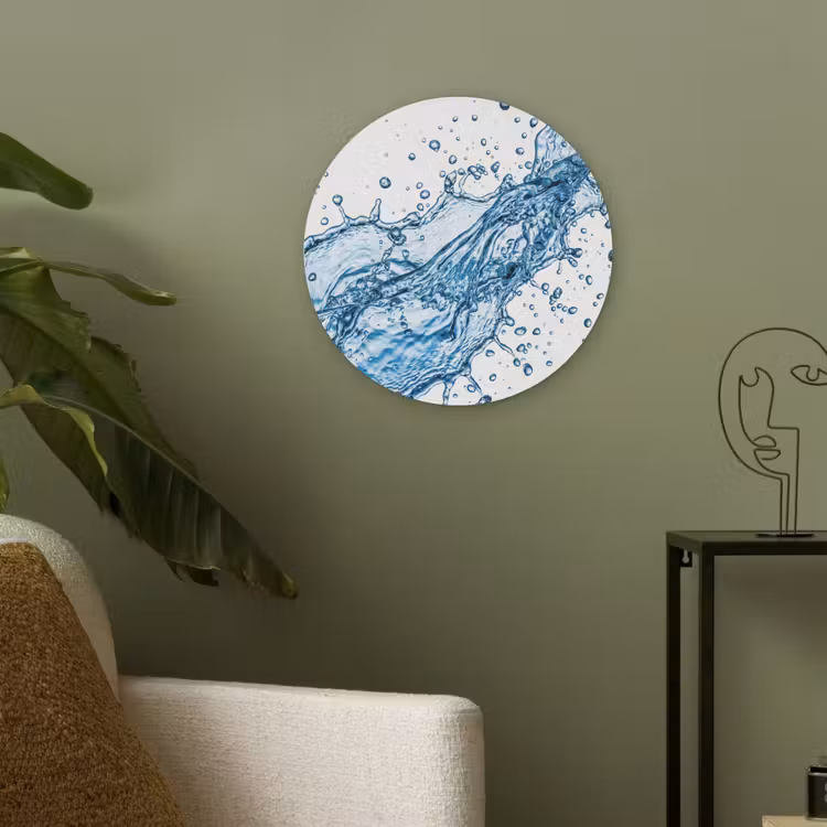 Spash - Water - Blauw Akoestische PET Vilt - Rond klein -sfeer2