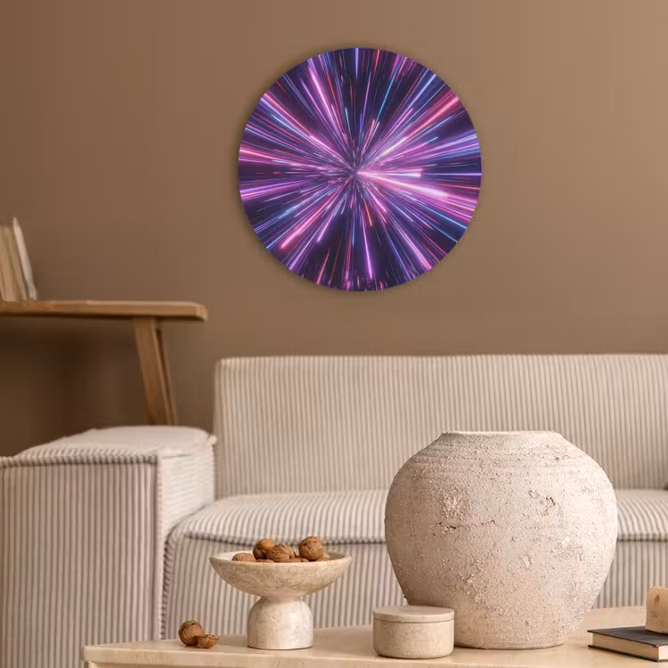 Lichtsnelheid - Ruimte - Roze - Paars Akoestische PET Vilt - Rond klein -sfeer1