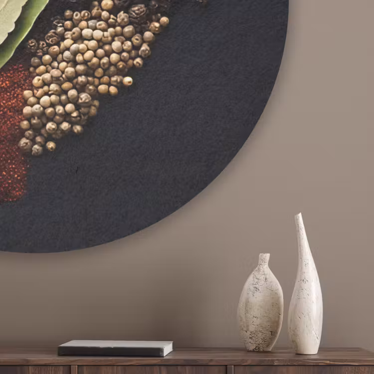 Specerijen - Mix - Hartvorm - Zwart Akoestische PET Vilt - Rond klein -sfeer5_closeup