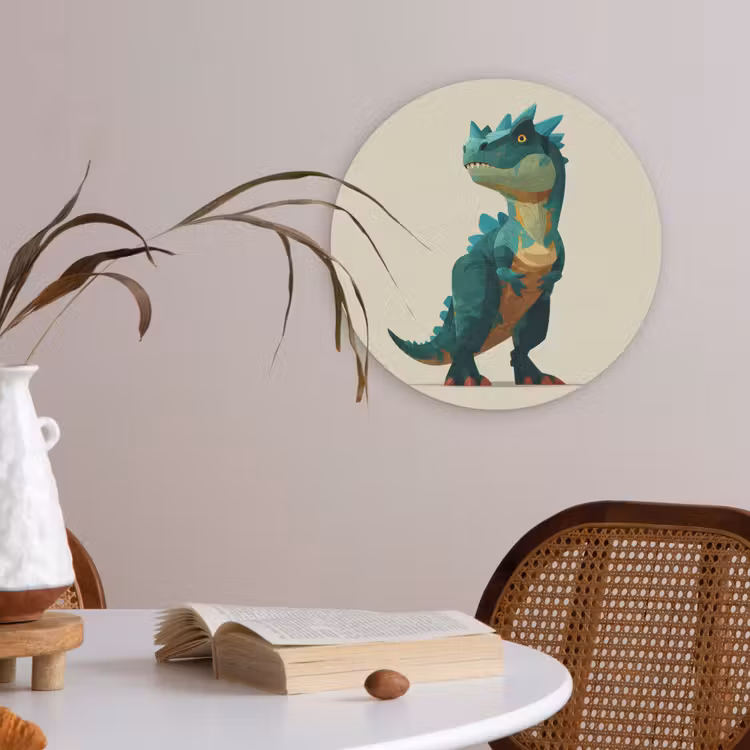 Stekels - Dino - Blauw - Gespierd Akoestische PET Vilt - Rond klein -sfeer3