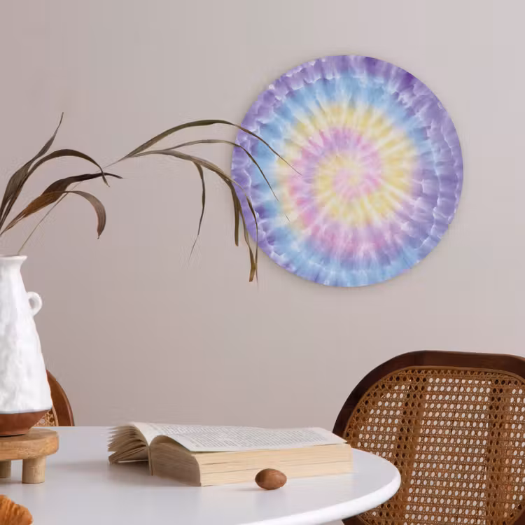 Spiraal - Tie dye - Pasteltinten Akoestische PET Vilt - Rond klein -sfeer3