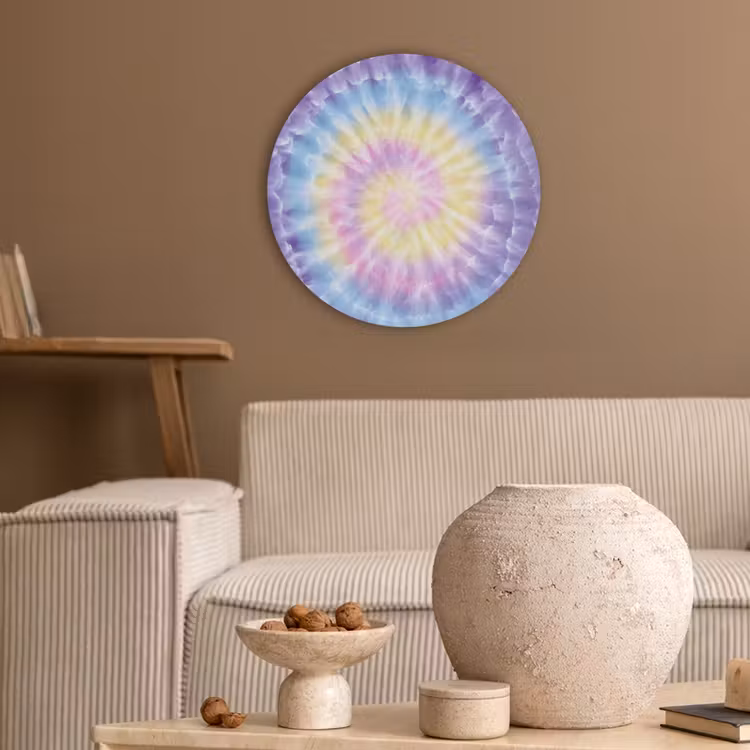Spiraal - Tie dye - Pasteltinten Akoestische PET Vilt - Rond klein -sfeer1