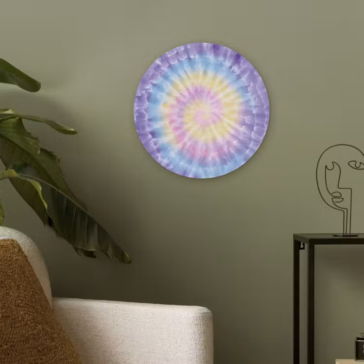 Spiraal - Tie dye - Pasteltinten Akoestische PET Vilt - Rond klein -sfeer2