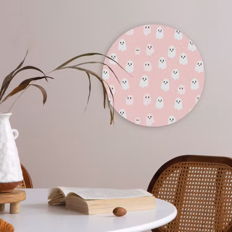Spookjes - Patroon - Roze Akoestische PET Vilt - Rond klein 838 -sfeer3