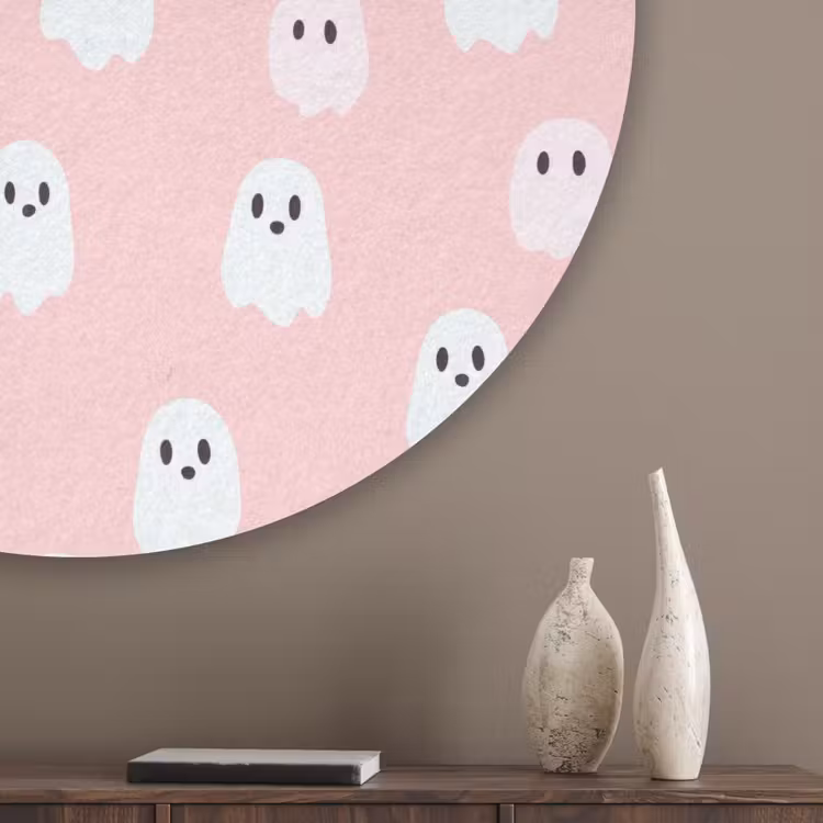 Spookjes - Patroon - Roze Akoestische PET Vilt - Rond klein 838 -sfeer5_closeup