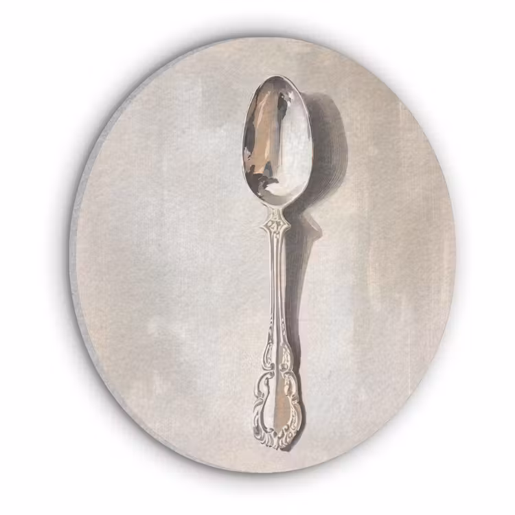 Lepel - Verf - Zilver Akoestische PET Vilt - Rond klein -3d