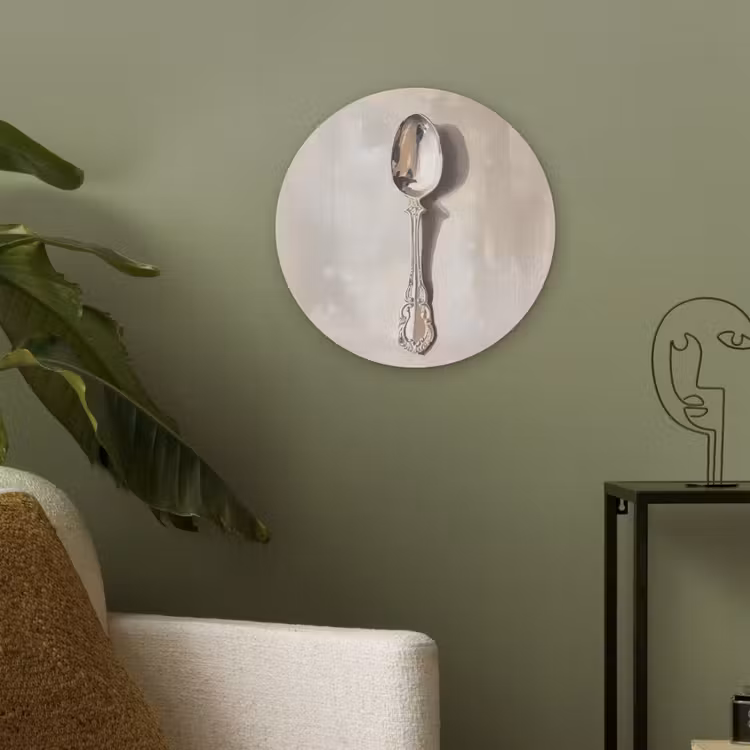 Lepel - Verf - Zilver Akoestische PET Vilt - Rond klein -sfeer2