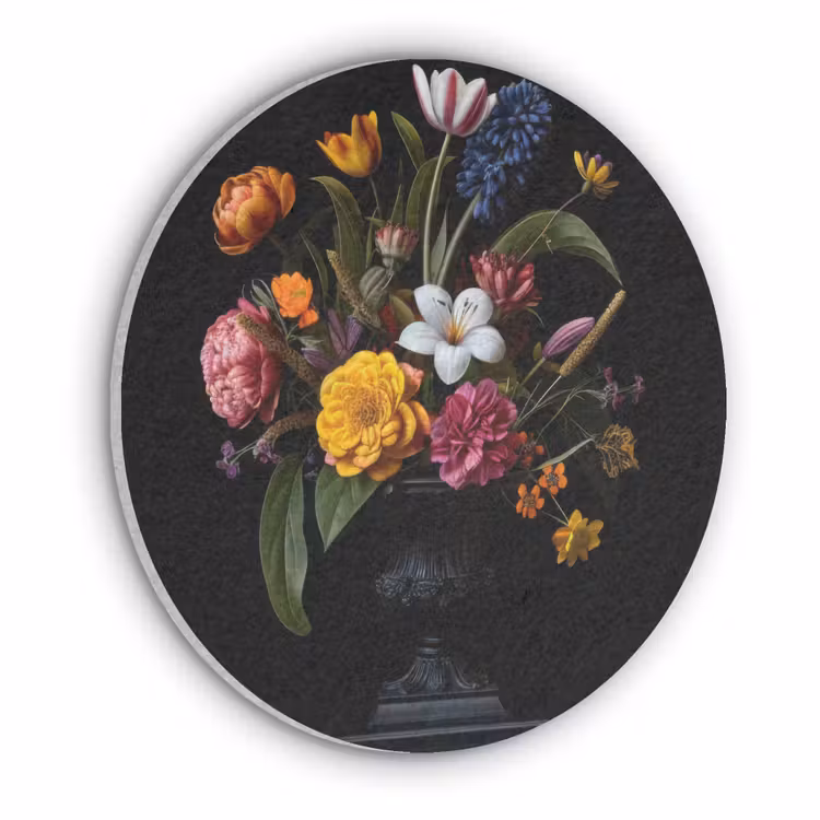 Lente - Bloemen - Klassiek - Vaas Akoestische PET Vilt - Rond klein -3d