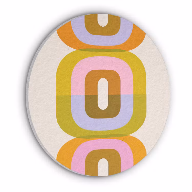 Stapel - Vormen - Geblokt - Oranje Akoestische PET Vilt - Rond klein -3d