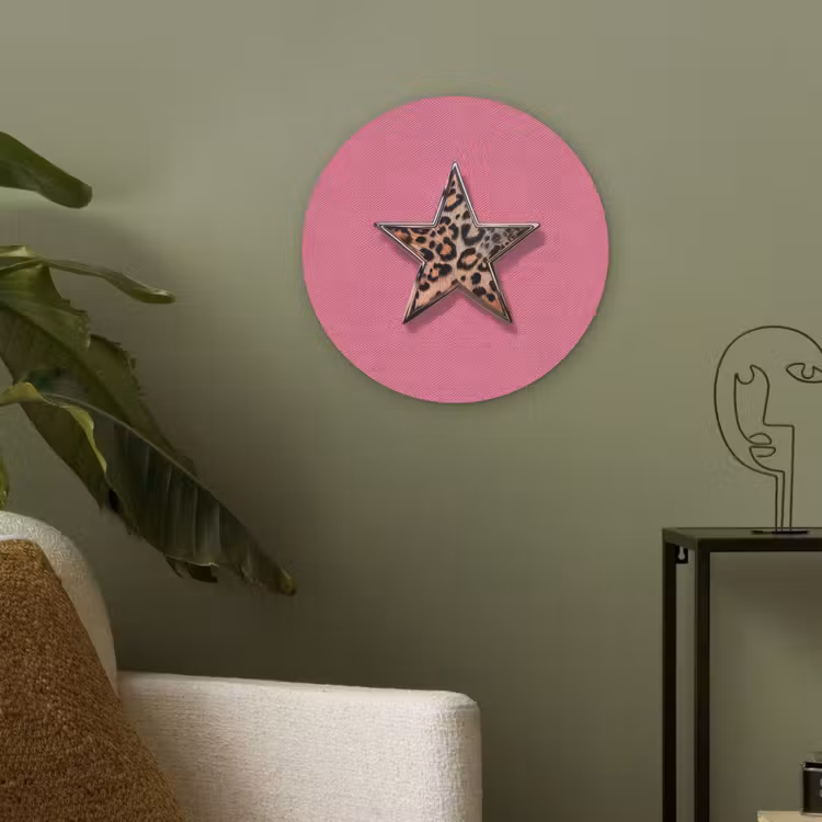 Ster - Luipaard - Print - Roze Akoestische PET Vilt - Rond klein -sfeer2