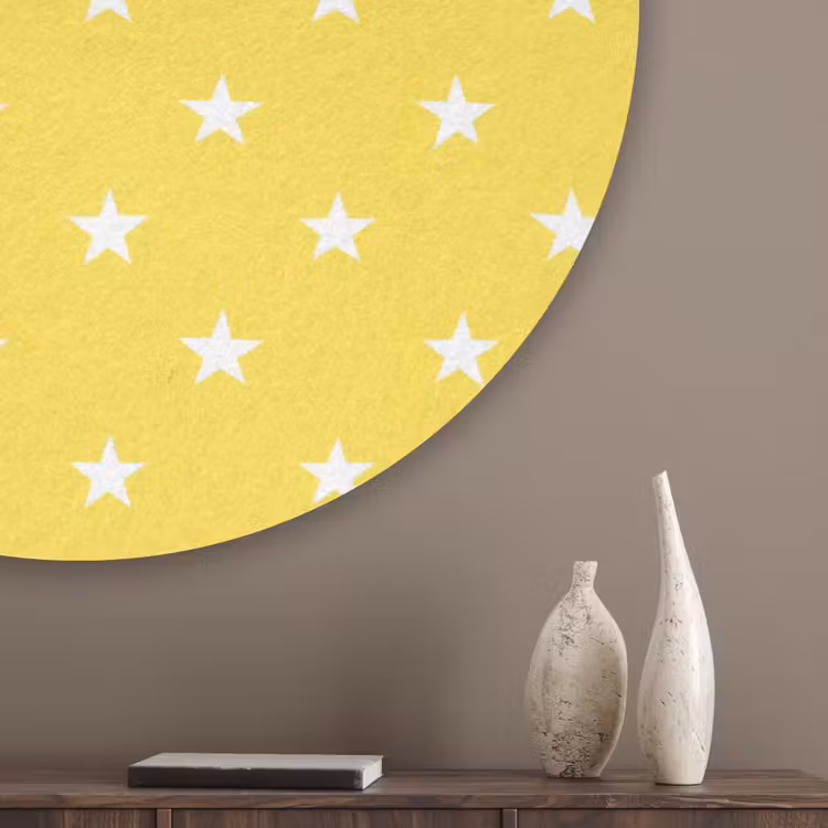 Sterren - Patroon - Minimalistisch - Geel Akoestische PET Vilt - Rond klein 838 -sfeer5_closeup