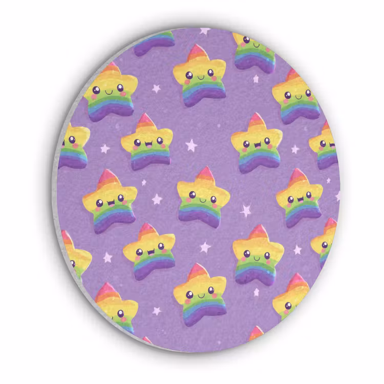 Sterren - Regenboog - Paars Akoestische PET Vilt - Rond klein 838 -3d