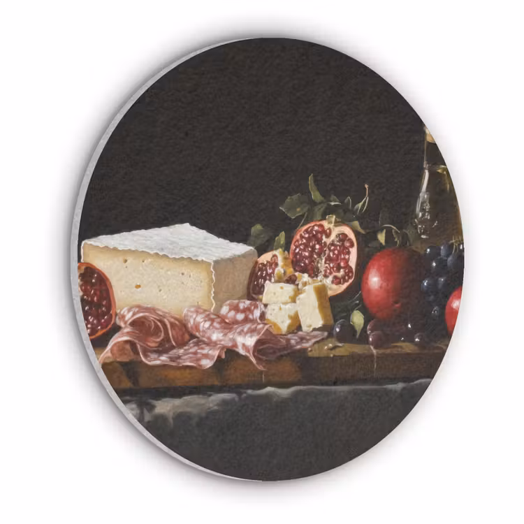 Stilleven - Vintage - Borrelplank Akoestische PET Vilt - Rond klein -3d