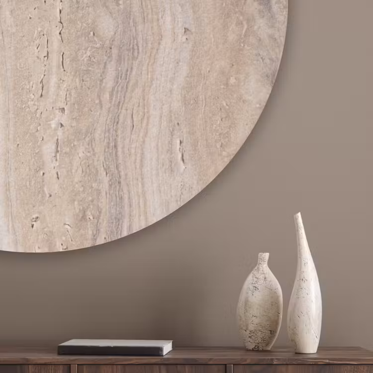 Steen - Patroon - Textuur - Natuurlijk - Beige Akoestische PET Vilt - Rond klein -sfeer5_closeup