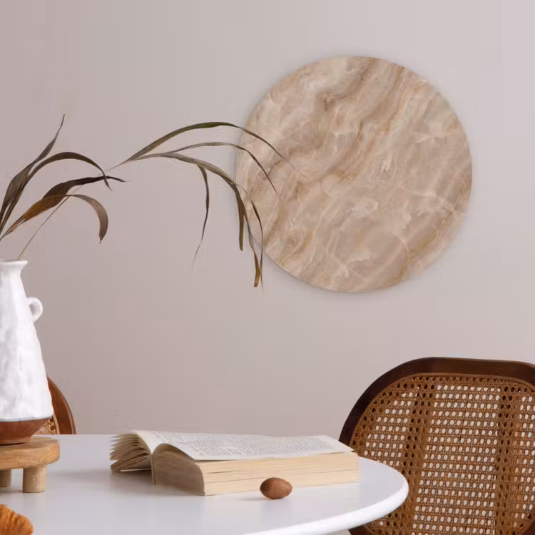 Steen - Ader - Natuur - Modern - Beige Akoestische PET Vilt - Rond klein -sfeer3