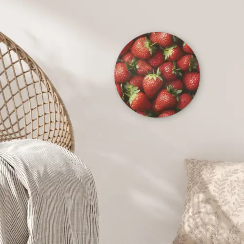 Aardbei - Fruit - Rood Akoestische PET Vilt - Rond klein -sfeer4