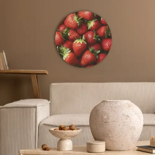 Aardbei - Fruit - Rood Akoestische PET Vilt - Rond klein -sfeer1