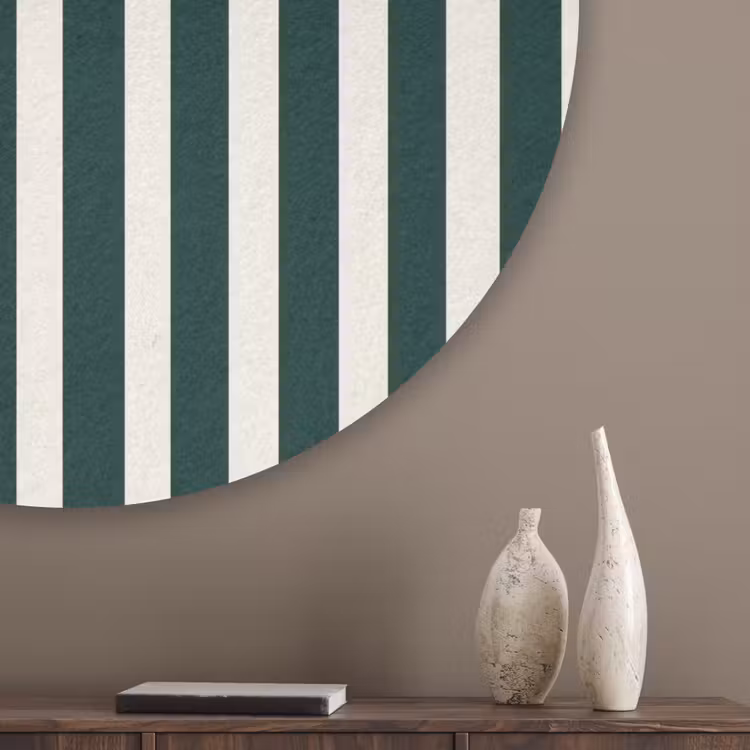Strepen - Klassiek - Groen Akoestische PET Vilt - Rond klein 838 -sfeer5_closeup