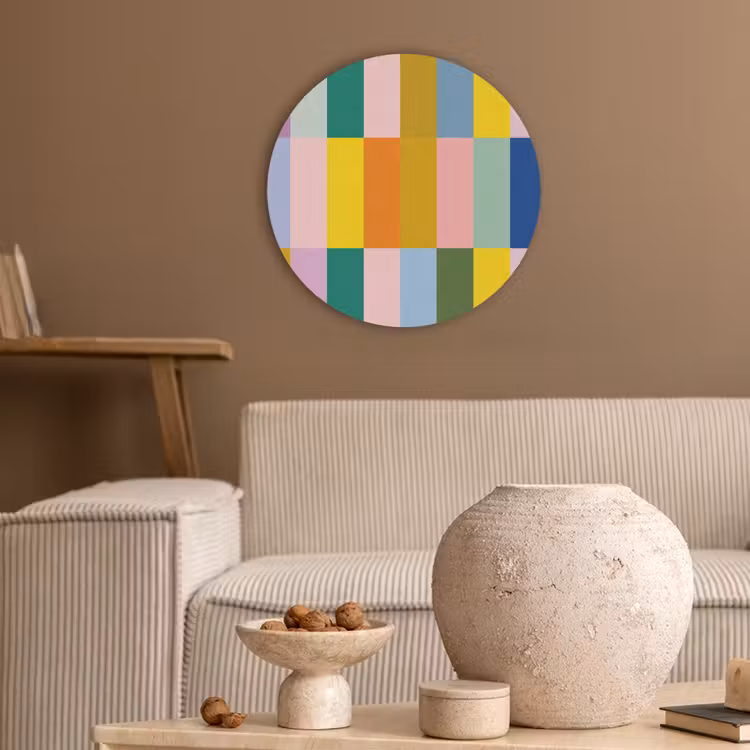 Stroken - Blauw - Patroon - Abstract Akoestische PET Vilt - Rond klein -sfeer1