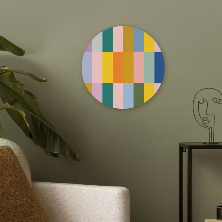 Stroken - Blauw - Patroon - Abstract Akoestische PET Vilt - Rond klein -sfeer2