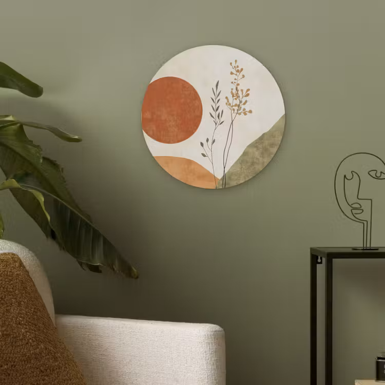 Zon - Abstract - Takken - Oranje Akoestische PET Vilt - Rond klein -sfeer2