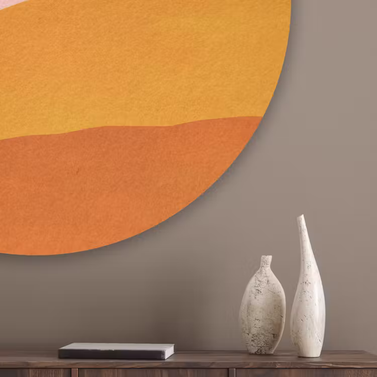 Zon - Heuvels - Abstract - Roze Akoestische PET Vilt - Rond klein -sfeer5_closeup