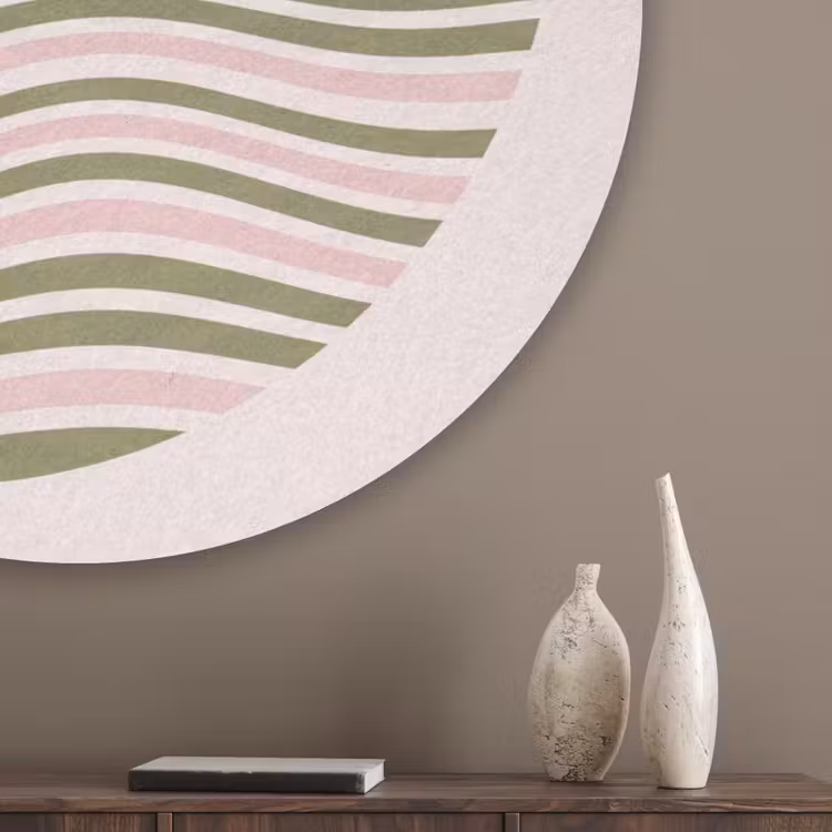 Zon - Zee - Abstract - Modern - Roze Akoestische PET Vilt - Rond klein -sfeer5_closeup
