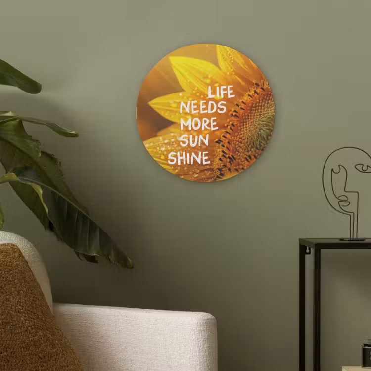 Zonnebloem - Close up - Geel - Quote Akoestische PET Vilt - Rond klein -sfeer2