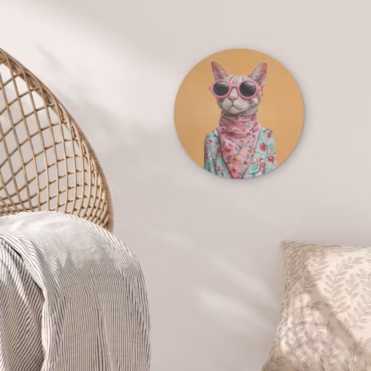 Zonnebril - Kat - Sjaal - Bloemen Akoestische PET Vilt - Rond klein -sfeer4
