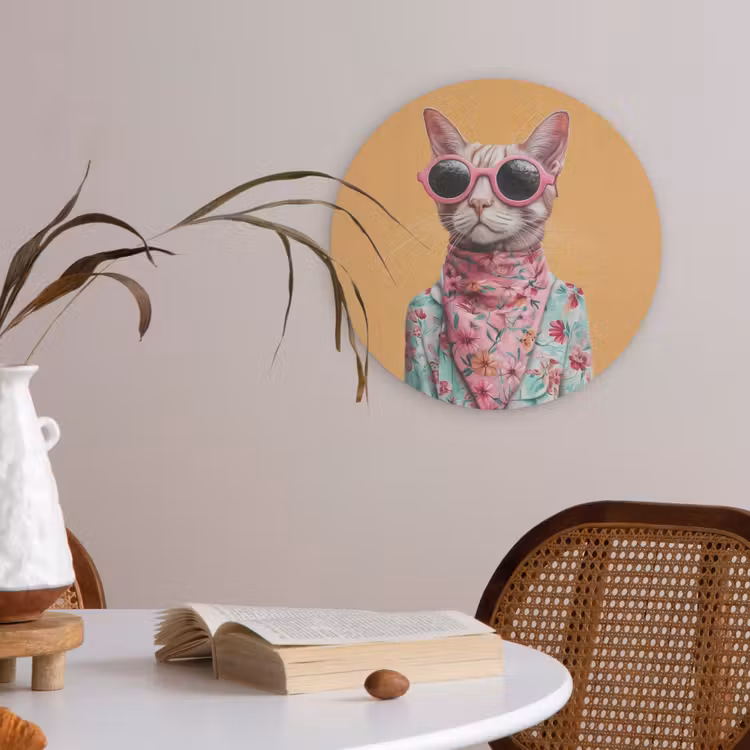Zonnebril - Kat - Sjaal - Bloemen Akoestische PET Vilt - Rond klein -sfeer3