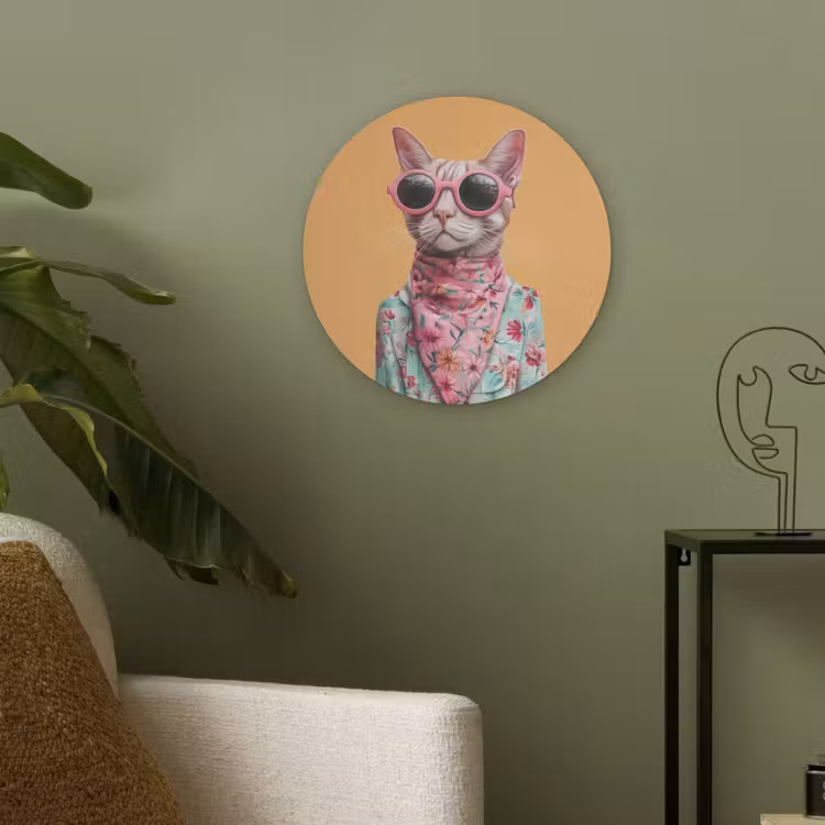 Zonnebril - Kat - Sjaal - Bloemen Akoestische PET Vilt - Rond klein -sfeer2