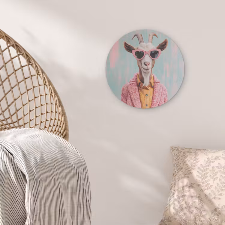 Zonnebril - Roze - Geit - Horen Akoestische PET Vilt - Rond klein -sfeer4