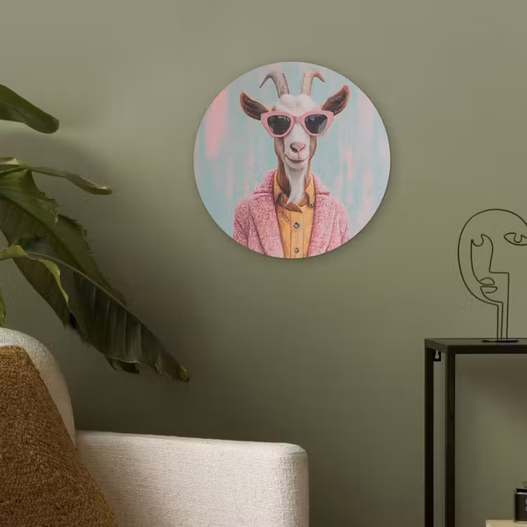 Zonnebril - Roze - Geit - Horen Akoestische PET Vilt - Rond klein -sfeer2
