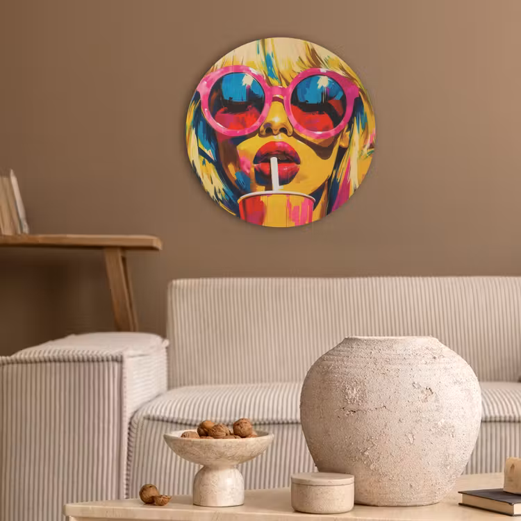 Zonnebril - Roze - Vrouw - Rietje Akoestische PET Vilt - Rond klein -sfeer1