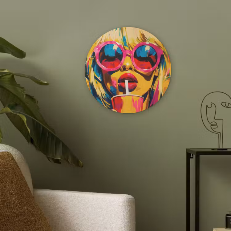 Zonnebril - Roze - Vrouw - Rietje Akoestische PET Vilt - Rond klein -sfeer2