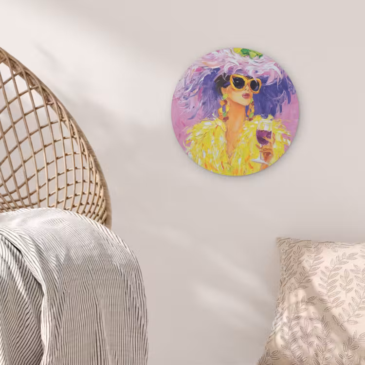 Zonnebril - Vrouw - Jas - Veren Akoestische PET Vilt - Rond klein -sfeer4
