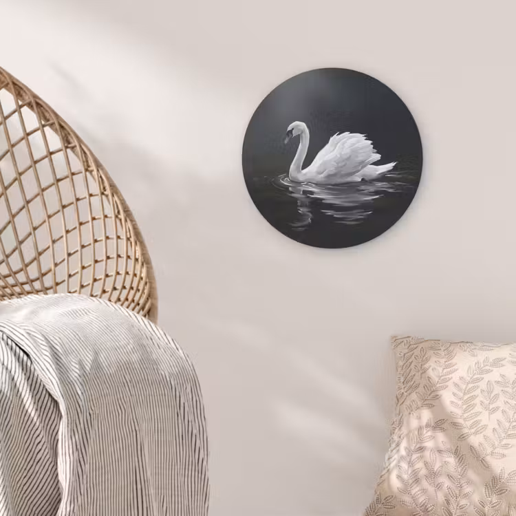 Zwaan - Water - Natuur - Realistisch - Wit Akoestische PET Vilt - Rond klein -sfeer4
