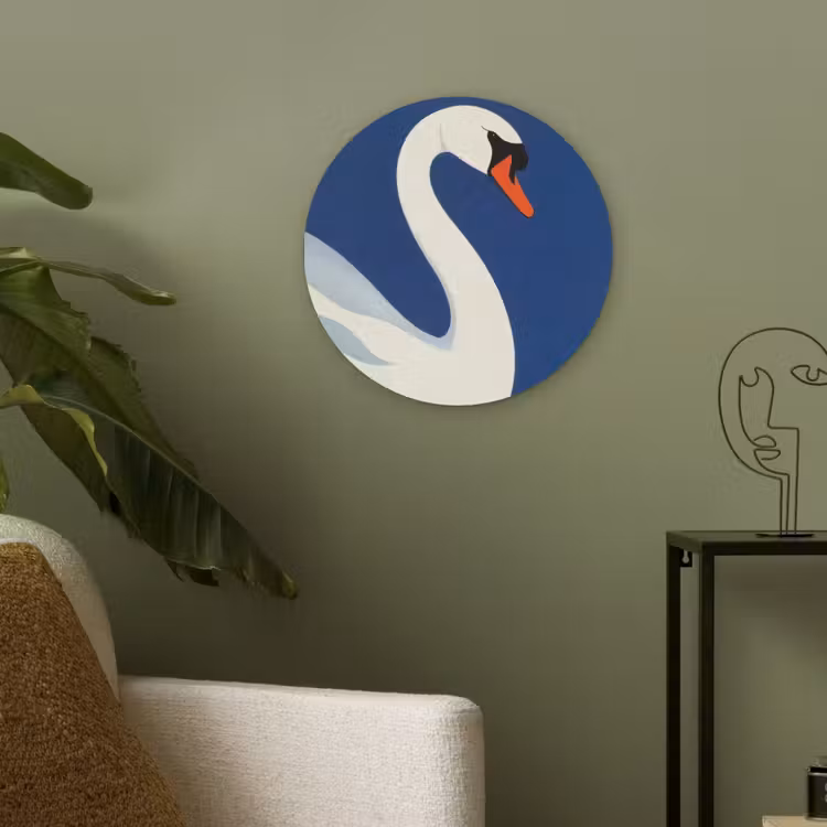 Zwaan - Wit - Snavel - Illustratie Akoestische PET Vilt - Rond klein -sfeer2